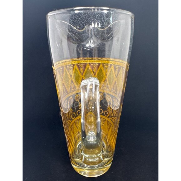 Vintage West Virginia Glass Co Rainier Martini Pitcher Diamond Gold Pattern - Picture 6 of 9